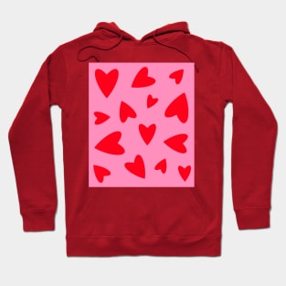 Red Love Hearts on Pink Hoodie